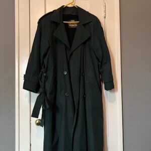 Vintage Towne London Fog Hunter Green Double Breasted Trench Coat